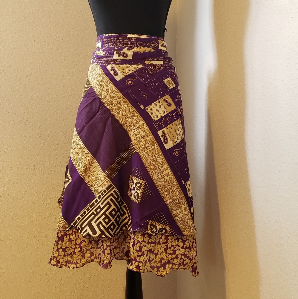 NWT Kariza Silk Purple Multi-Wear Wrap Skirt/Dress